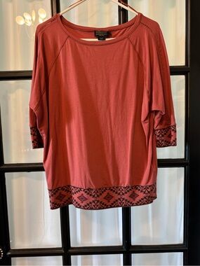 Pendleton Rust Tribal-Trim Short Sleeve Pullover (Super soft)